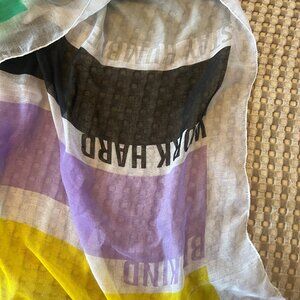 Yellow, Lavender, Green, Black & White Scarf, Work Hard, Be Kind, Stay Humble